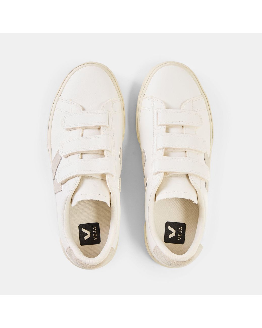 Veja White Recife Leather Velcro Court Trainers