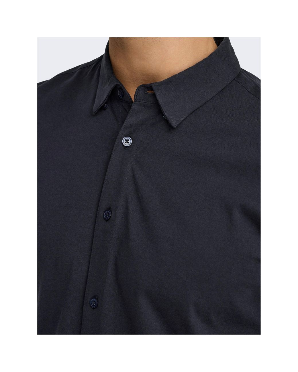 ONLY Blue Long-Sleeve Plain Shirt for men