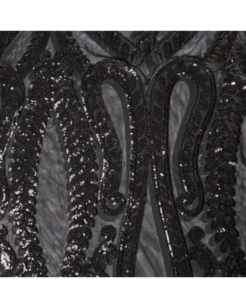 Norma Kamali Black Sequin Maxi V-Neck Slip Dress