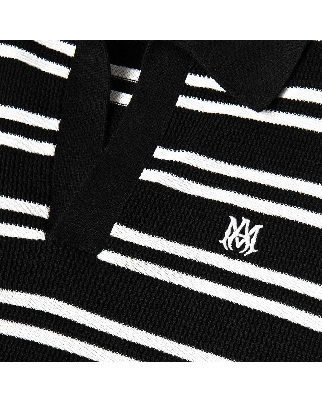 Amiri Black Ma Chateau Striped Cotton Short-Sleeve Polo