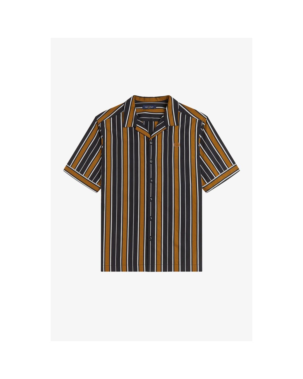 Fred Perry Black Patterned Short Sleeve Shirt for men