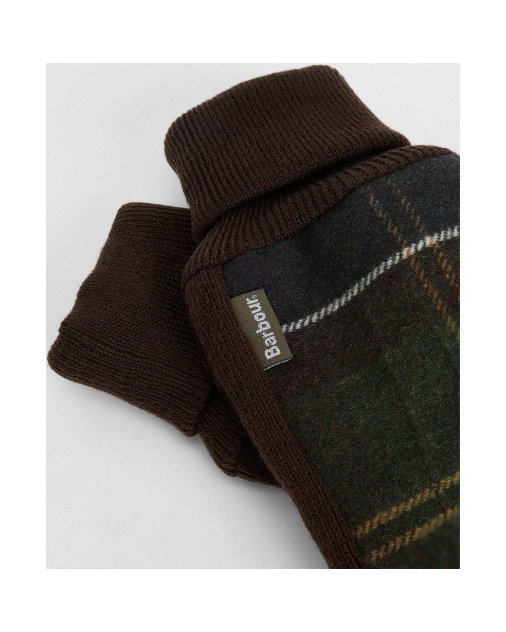 Barbour Black Hackney Suede & Wool Tartan Gloves for men