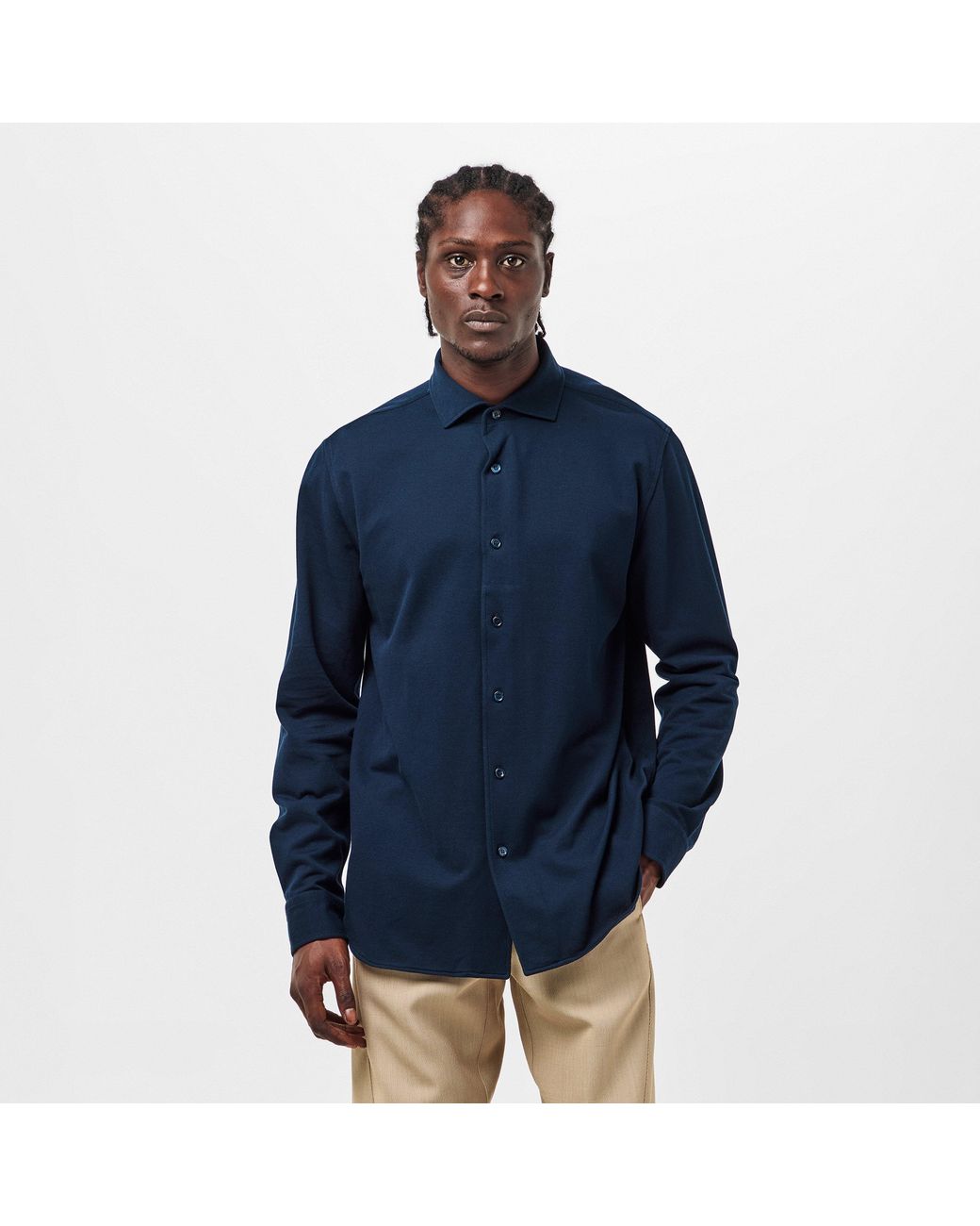 Brioni Blue Capri Tailored Fit Short Sleeve Polo Shirt for men