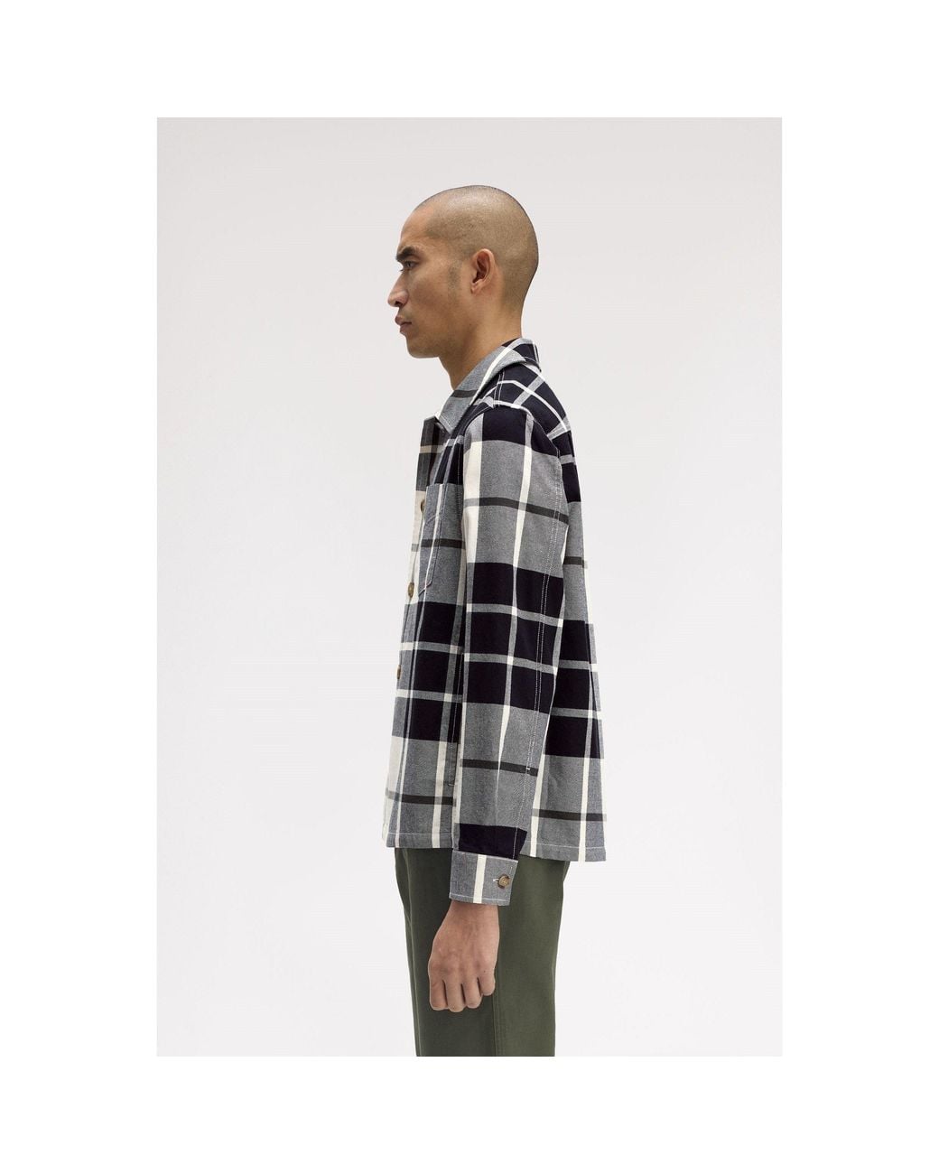 Fred Perry Black Tartan Twill Overshirt for men