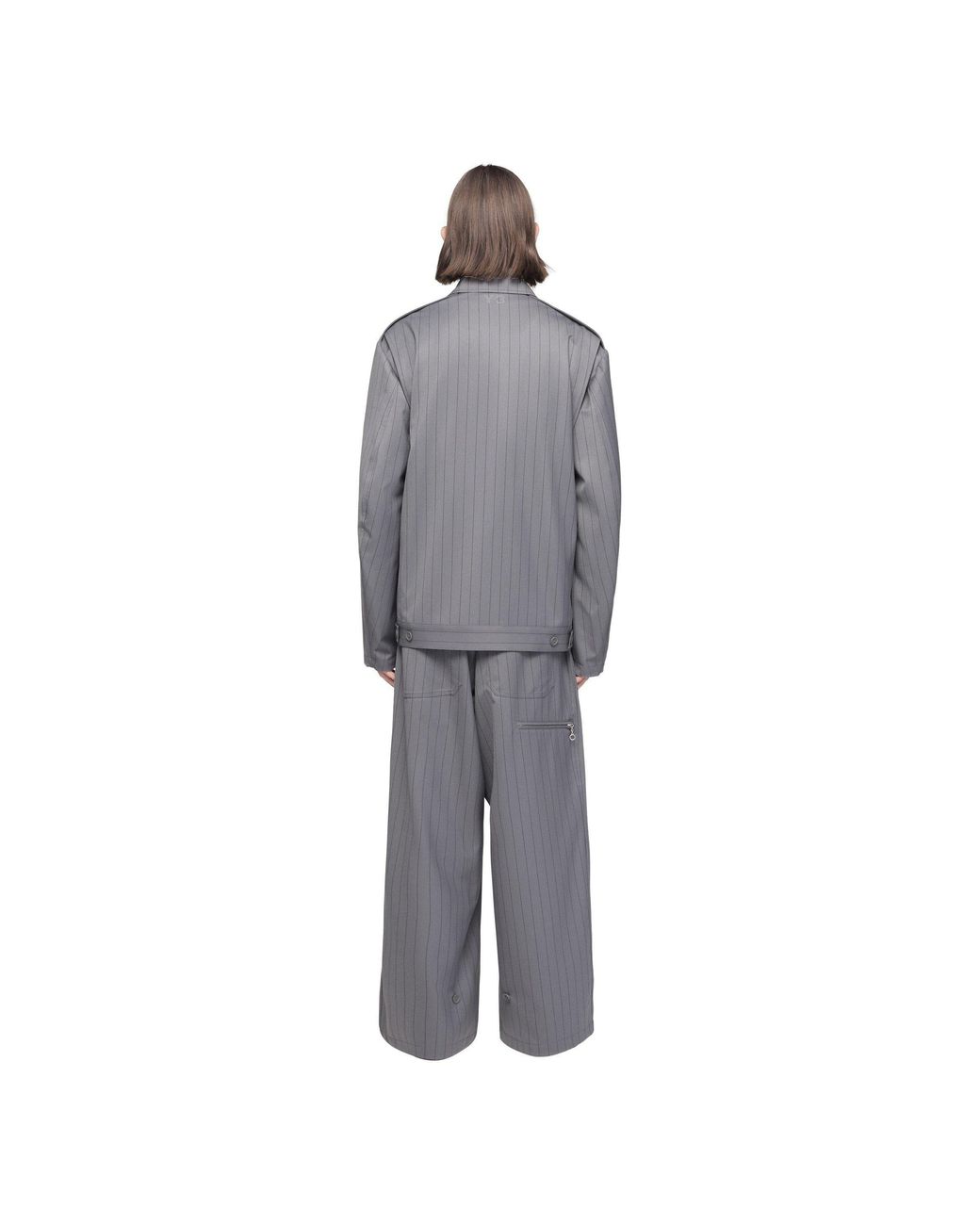 Y-3 Gray Full Zip Stripe Harrington Jacket for men