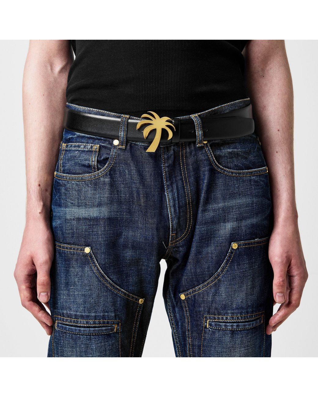 Palm Angels Black Buckle Belt for men