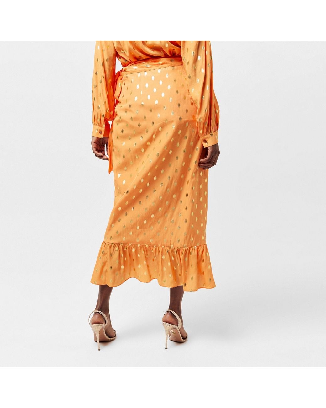 Never Fully Dressed Orange Fleck Jaspre Textured Wrap Skirt