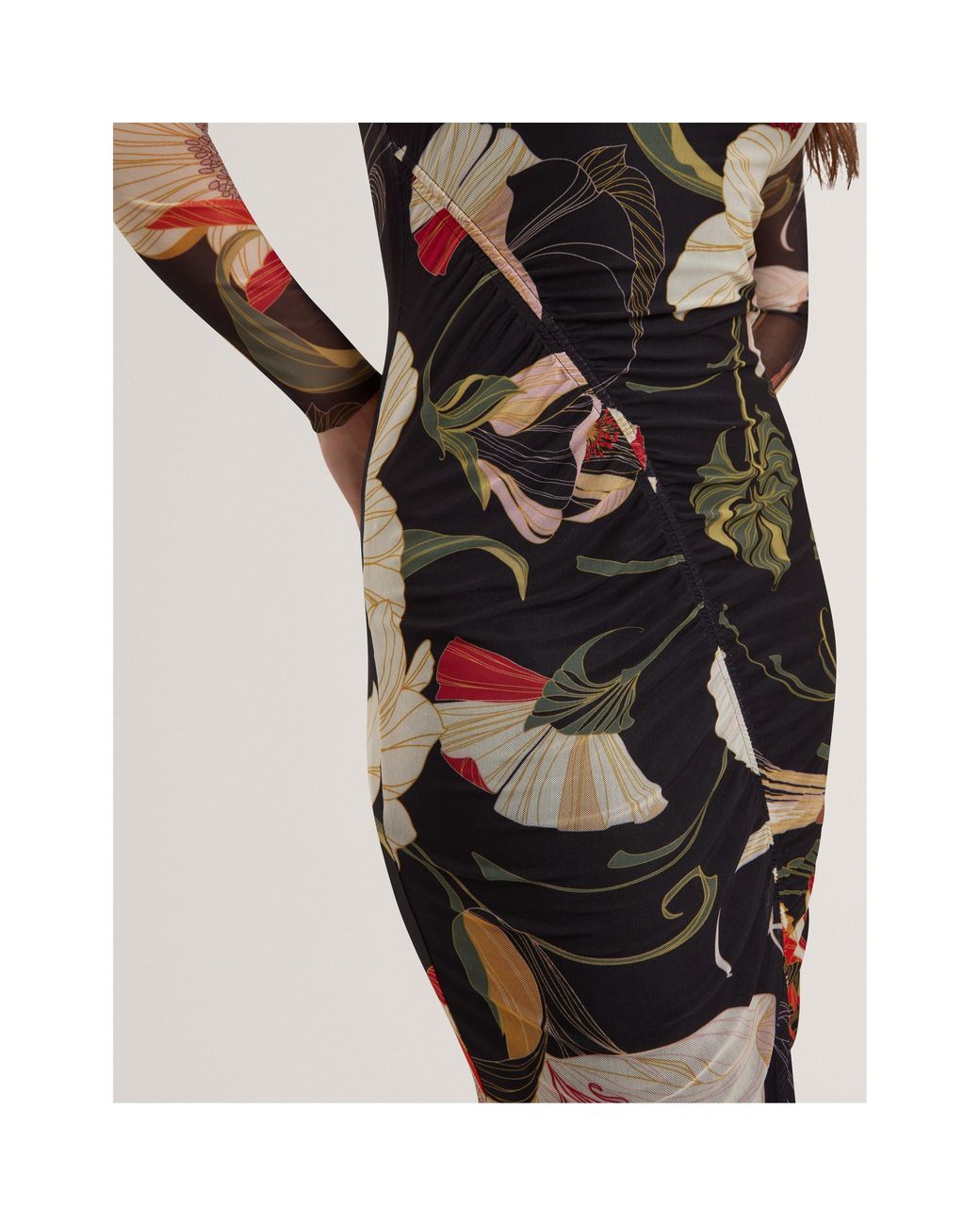 Ted Baker Black Mesh Midi Bodycon Dress