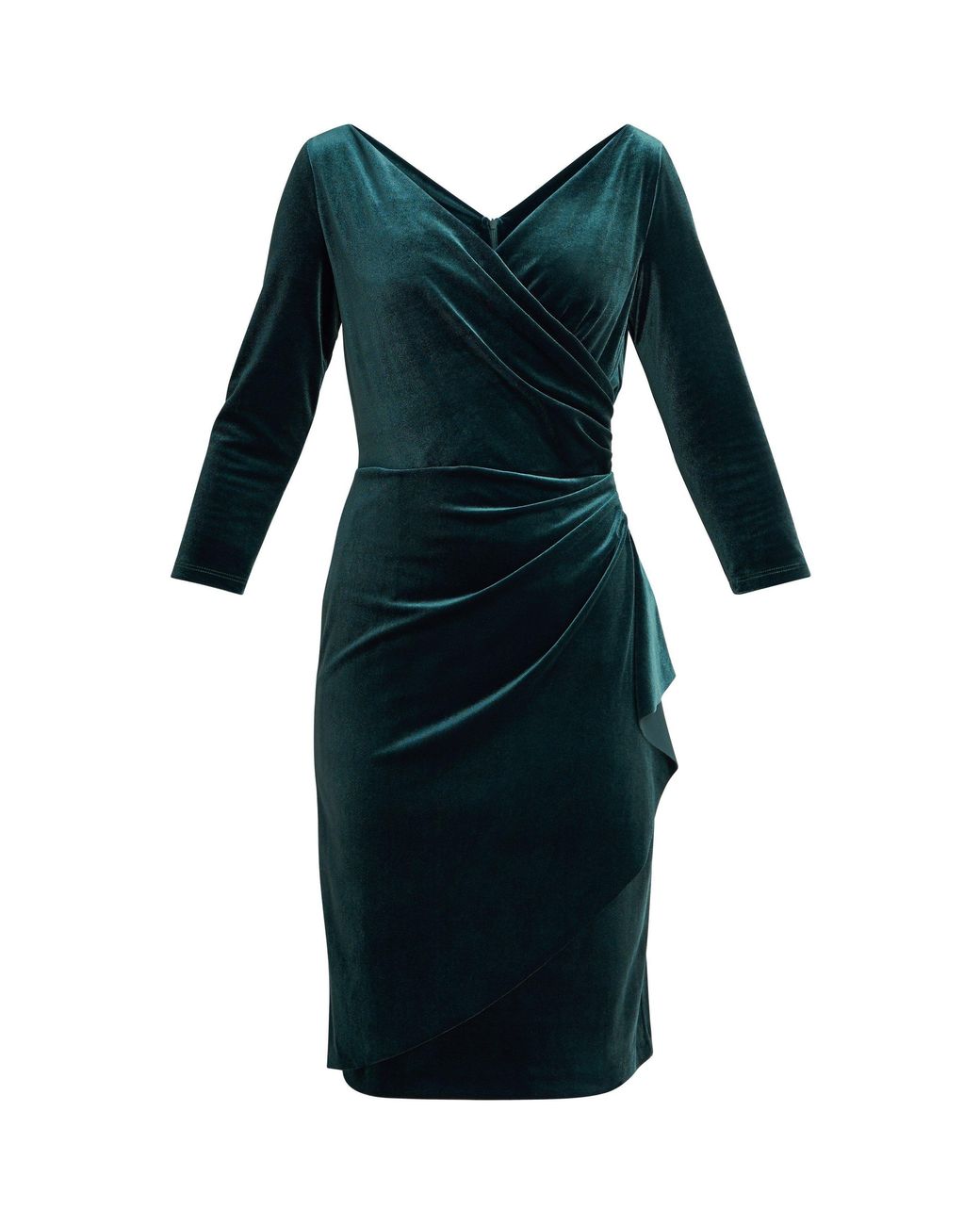 Gina Bacconi Green Zoe Velvet Wrap Dress