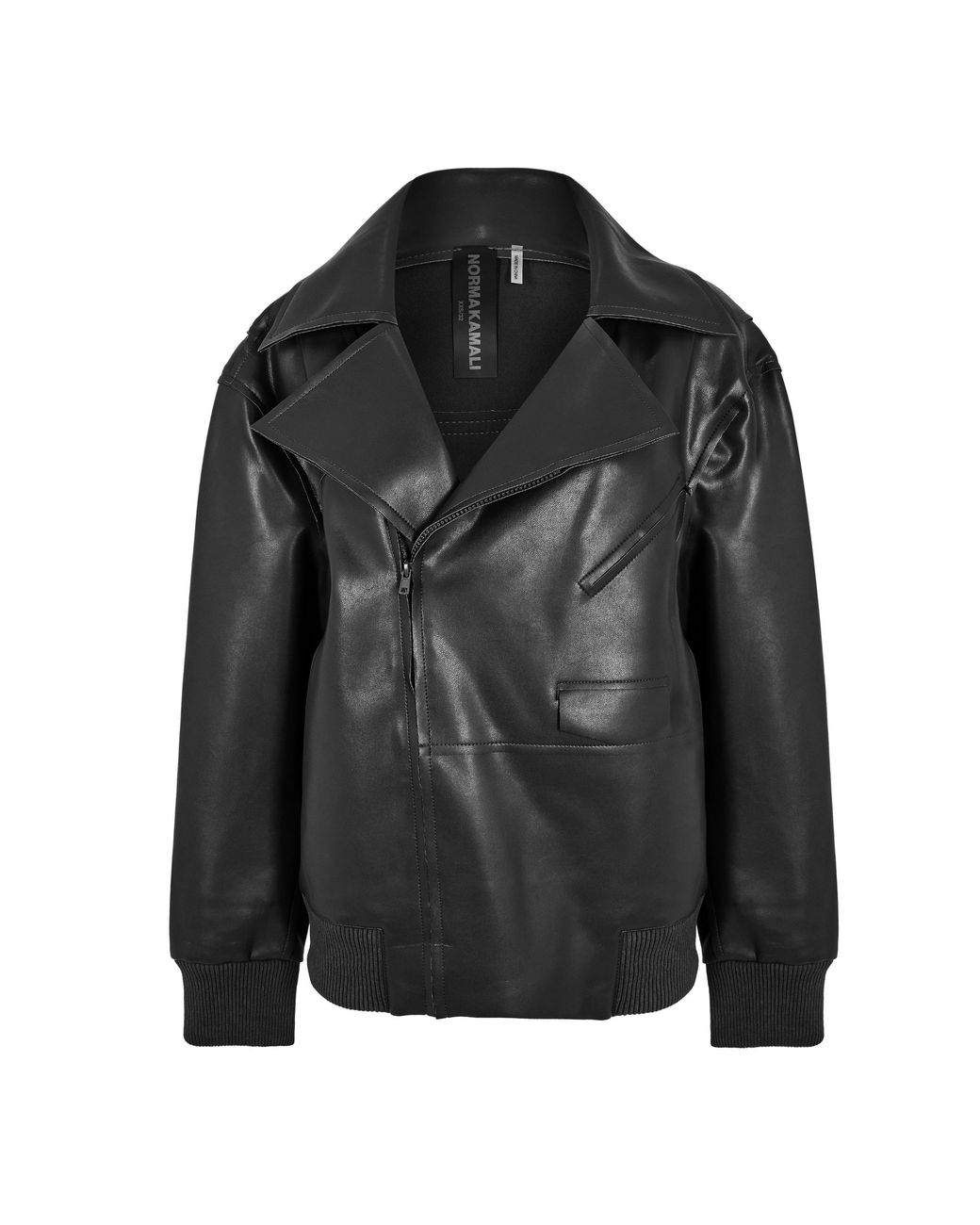 Norma Kamali Black Moto Bomber Jacket