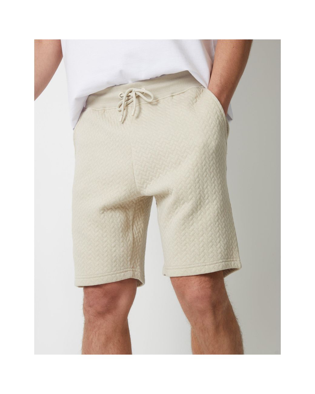 Threadbare White Fleece Jogger Shorts for men