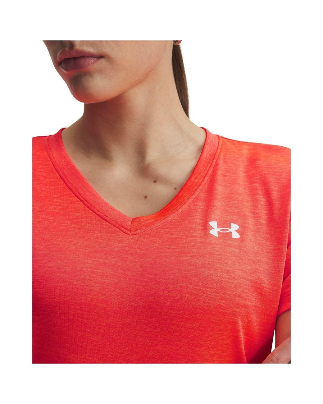 Under Armour Red Tech Twist V-Neck Short Sleeve Venom