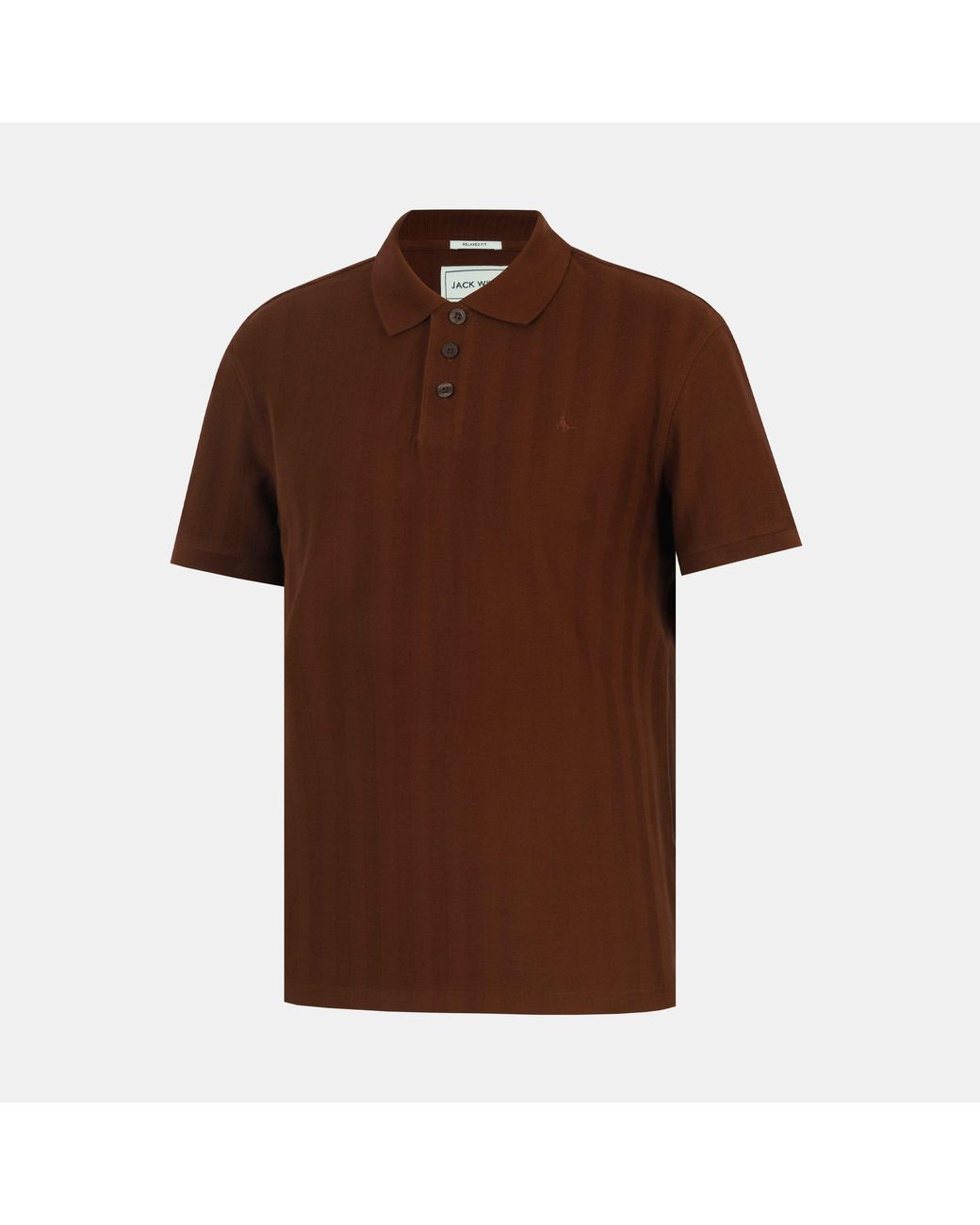 Jack Wills Brown Herringbone Cotton Short Sleeve Polo Shirt for men