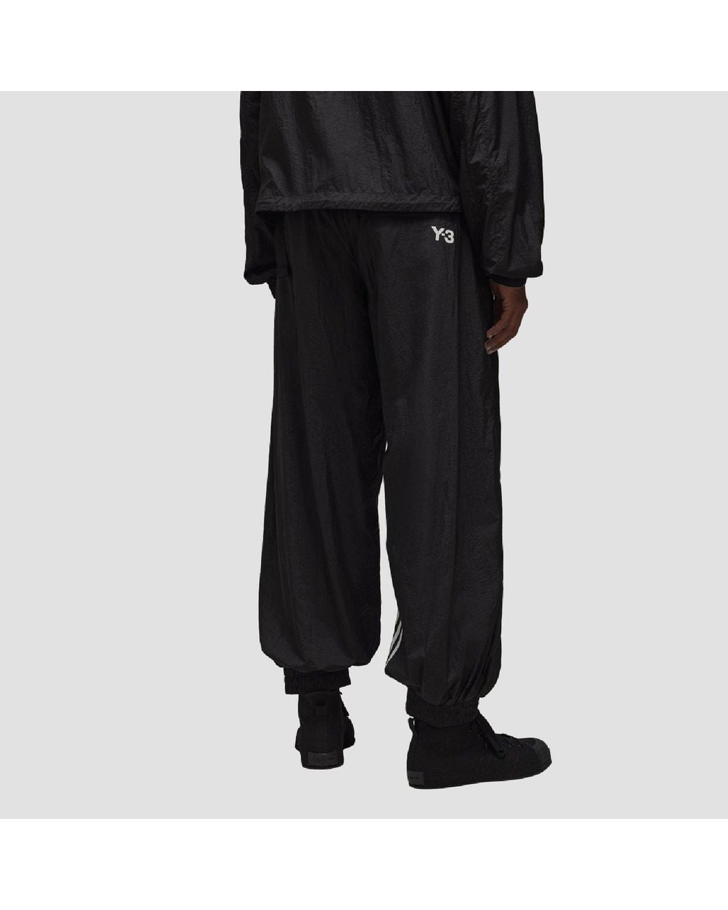 Y-3 Black 3-Stripes Shell Track Bottoms for men