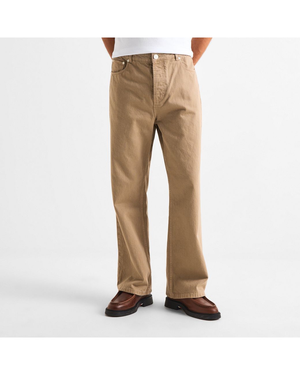 AMI Natural Straight Leg Trousers for men