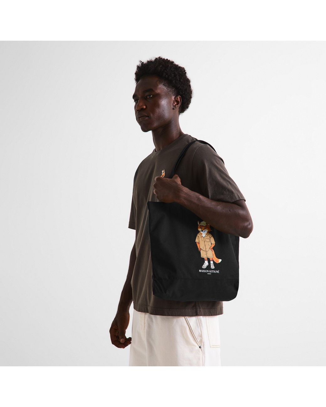Maison Kitsuné Black Dressed Fox Tote Bag