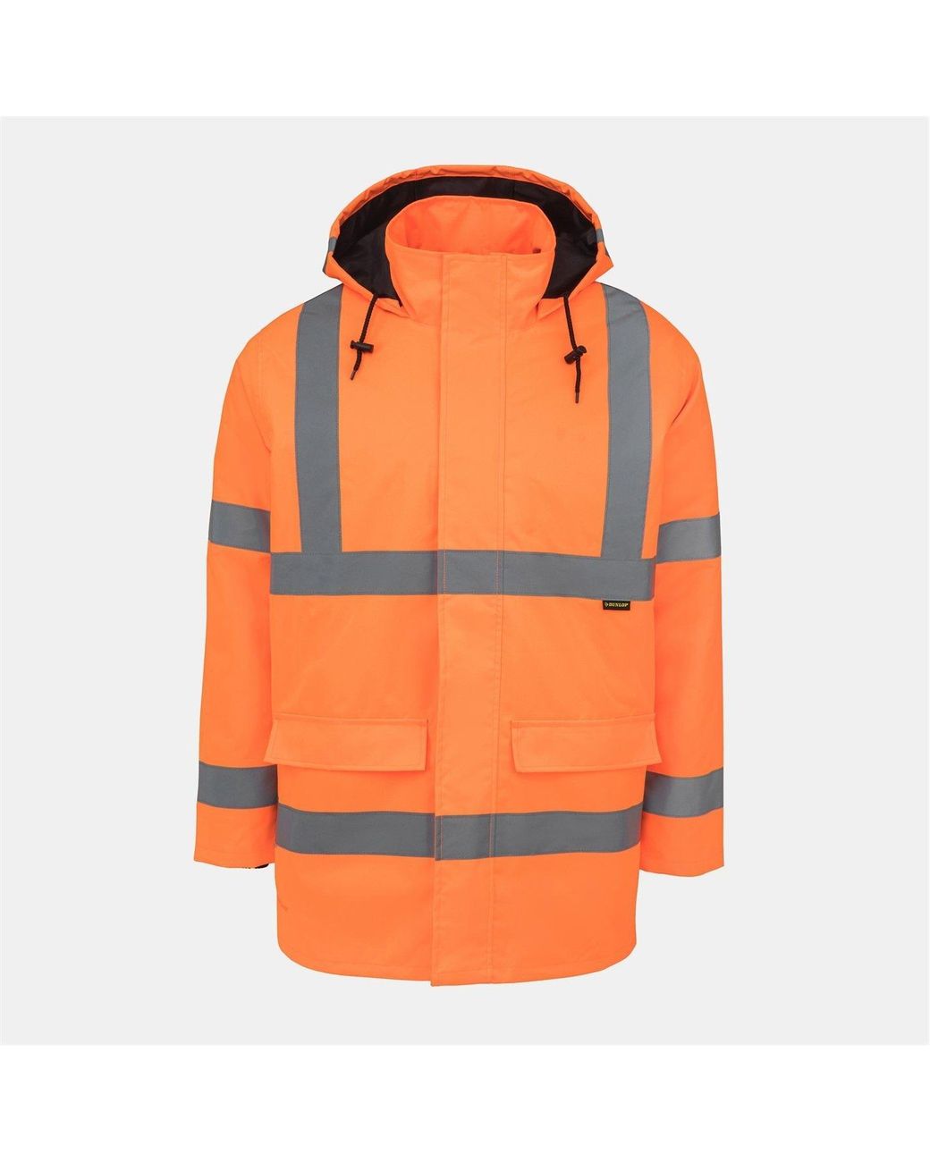Dunlop Orange Waterproof Wind Resistant Reflective Long Sleeve Hi-Vis Jacket for men