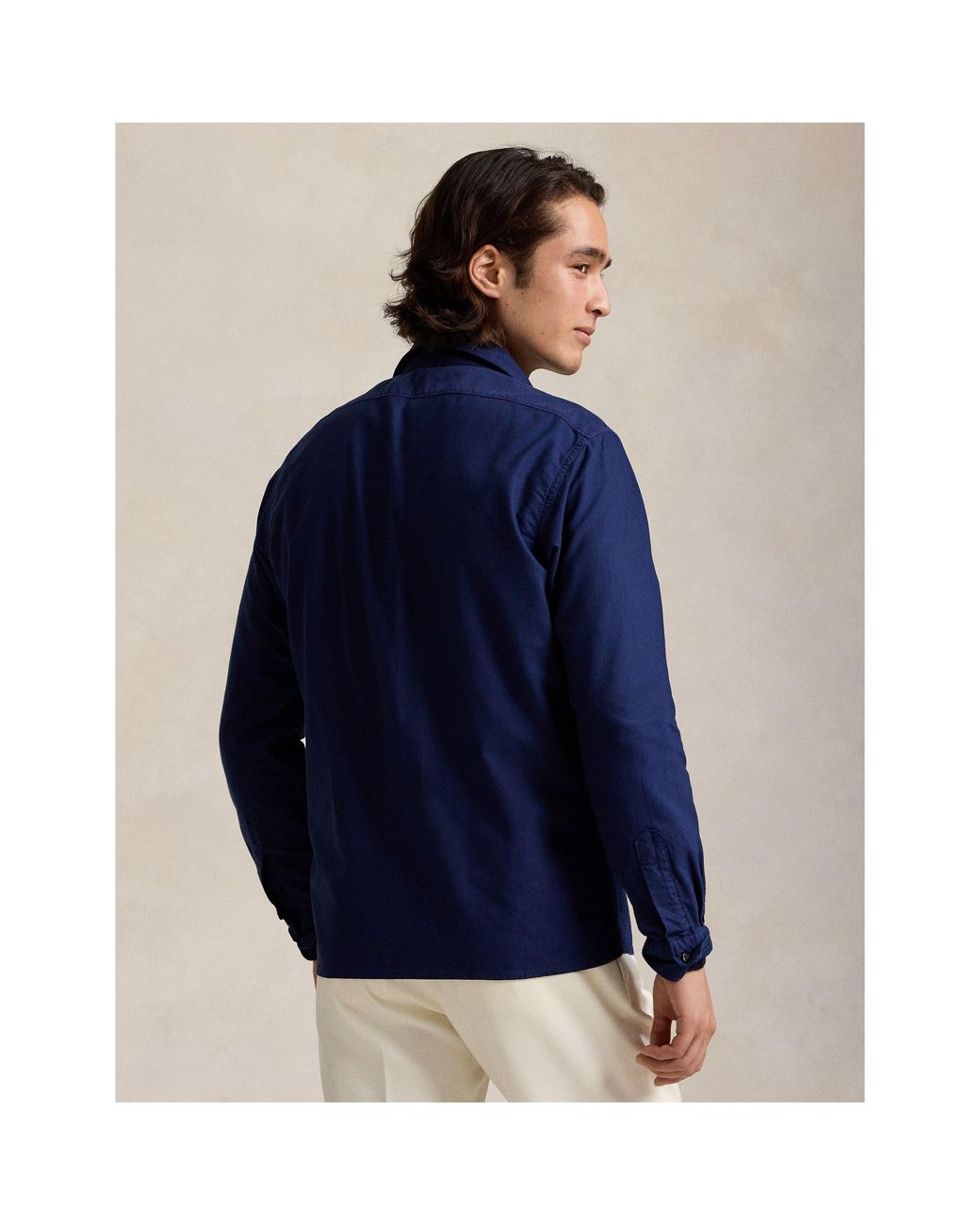Polo Ralph Lauren Blue Garment Dye Cotton Long Sleeve Full Zip Overshirt for men