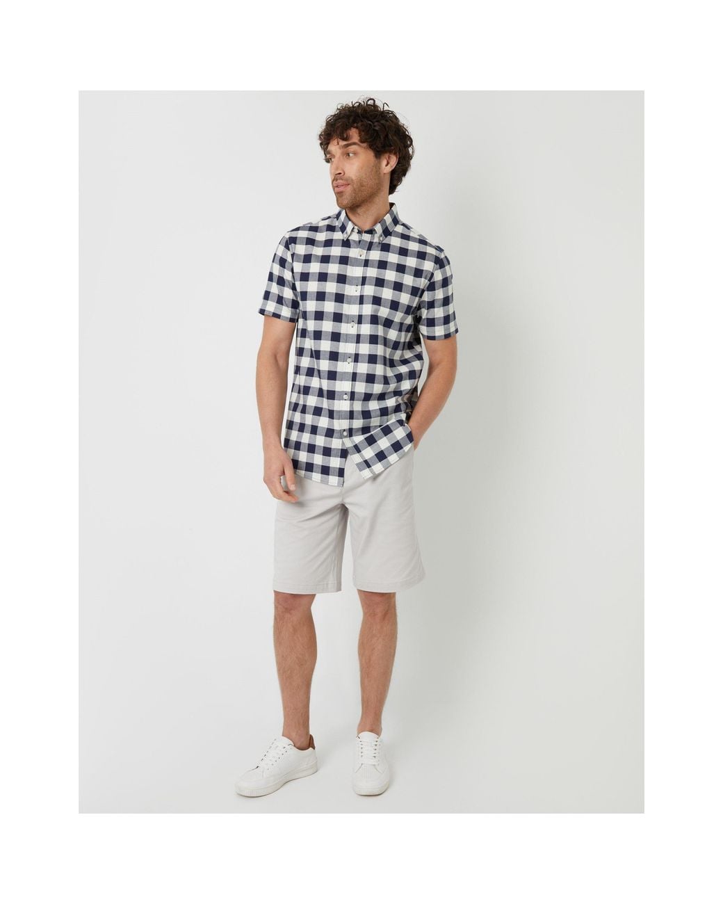 Threadbare Blue Marc Short-Sleeve Dress Shirt for men