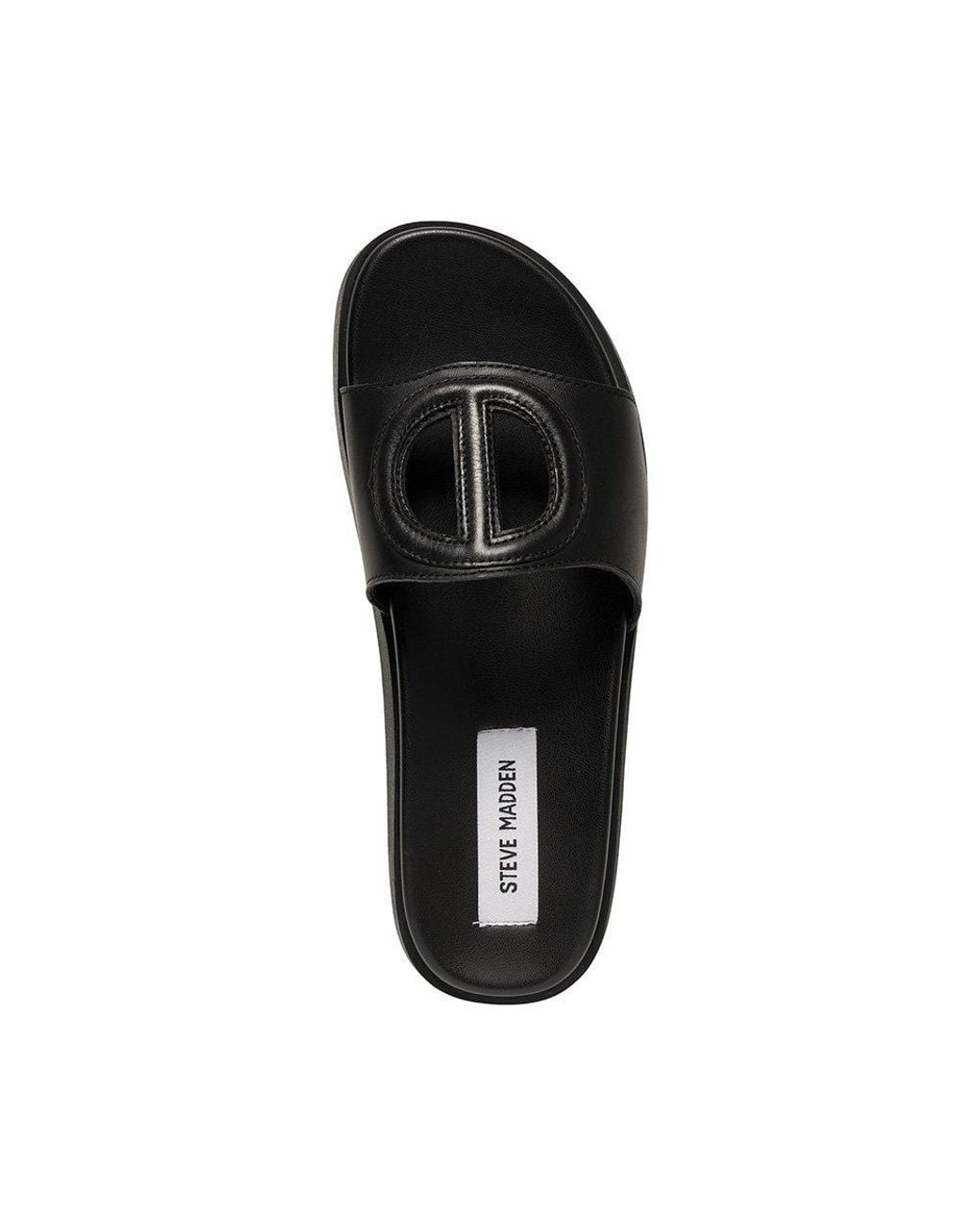 Steve Madden Black Mayke Solid Flat Sandals