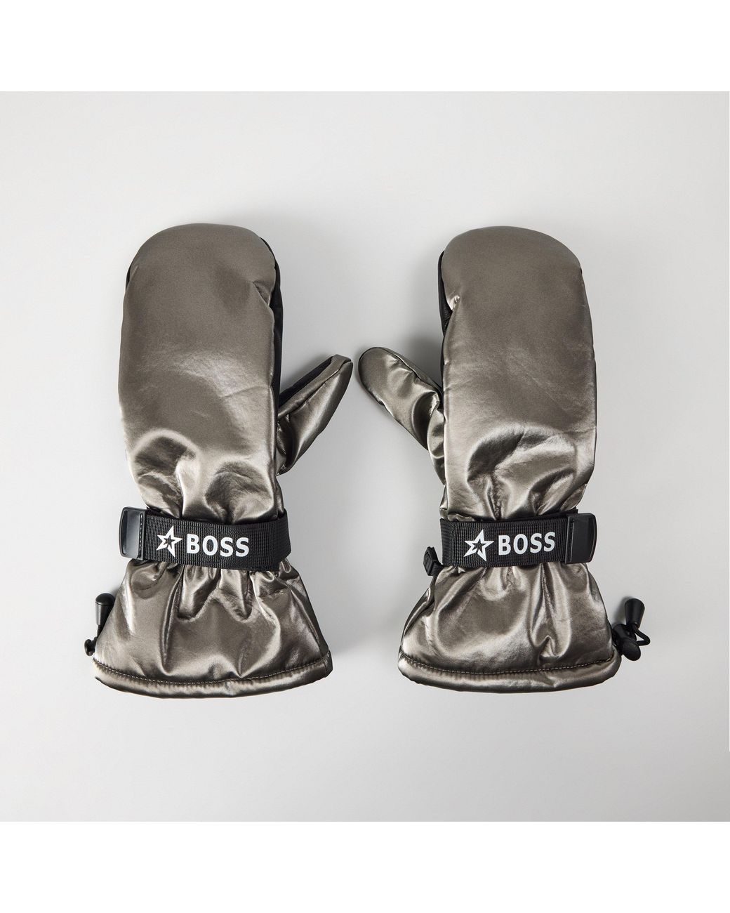 Boss Gray Insulated Waterproof Ergonomic Ski Gloves for men