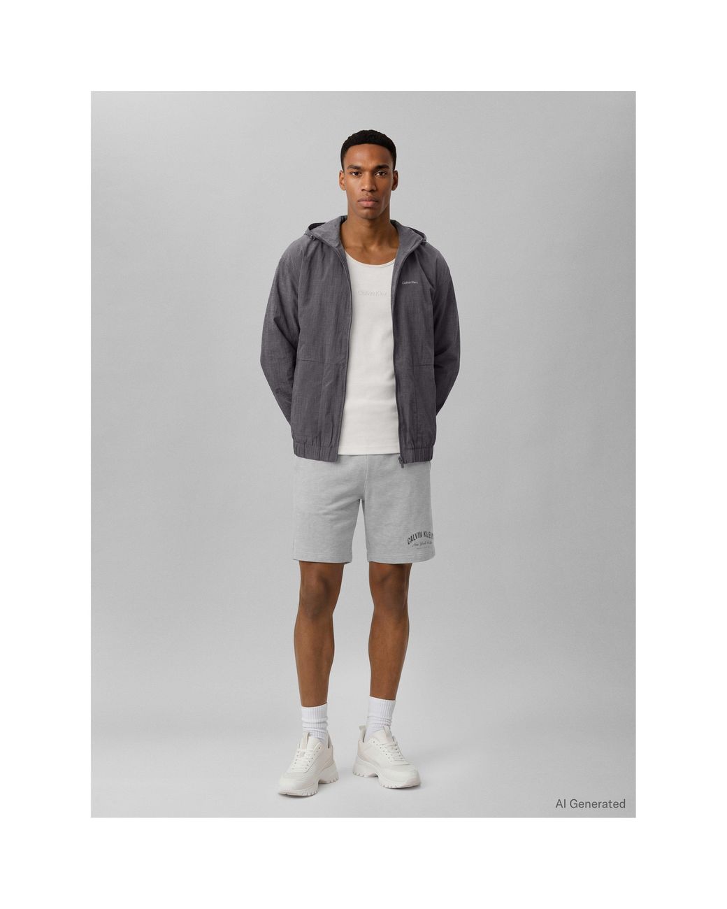Calvin Klein Gray Fleece Jogger Shorts for men