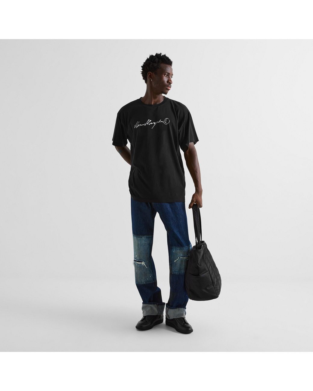 MM6 by Maison Margiela Black Signature Overdyed Tee for men