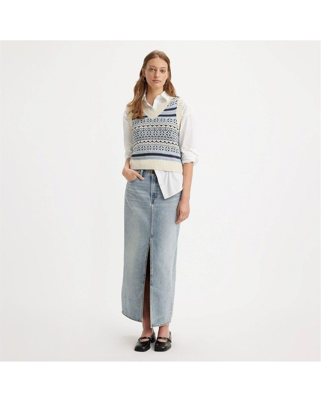 Levi's Blue Ankle Column Skirt Please Hold