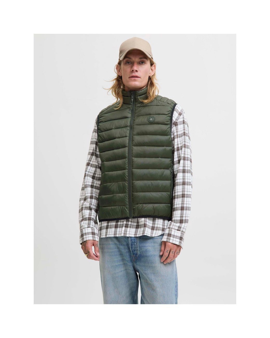 Jack & Jones Green Bradley Puffer Gilet for men
