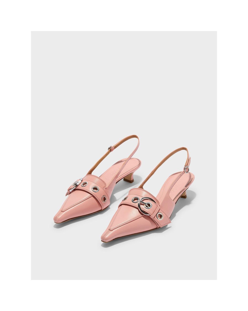 Aeyde Pink Davina Nappa Kitten-Heel Slingbacks