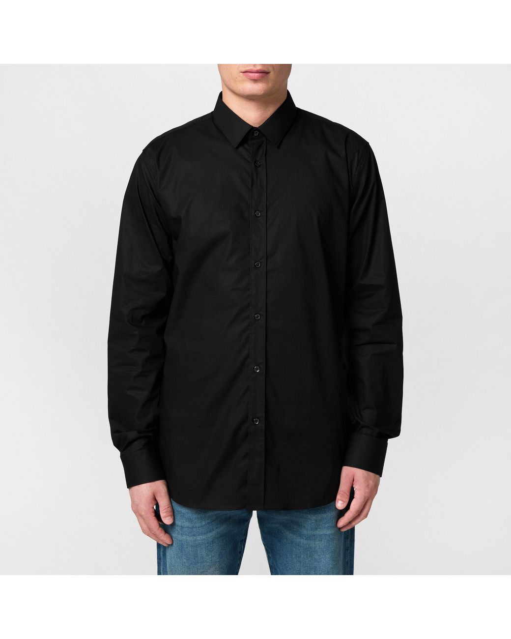HUGO Black Elisha Long Sleeve Plain Shirt for men