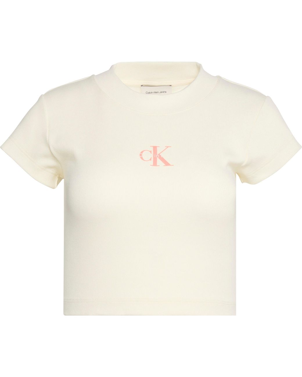 Calvin Klein Natural Mono Rib Cropped T Shirt