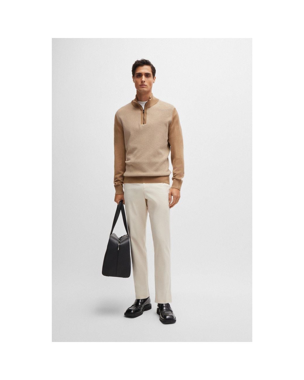 Boss Natural C-Genius-Dtl-243F Tailored Fit Straight Leg Trousers for men