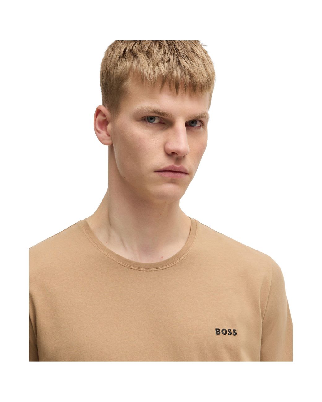 Boss Brown Bodywear Mix & Match Premium Cotton T-Shirt With Logo Detail for men