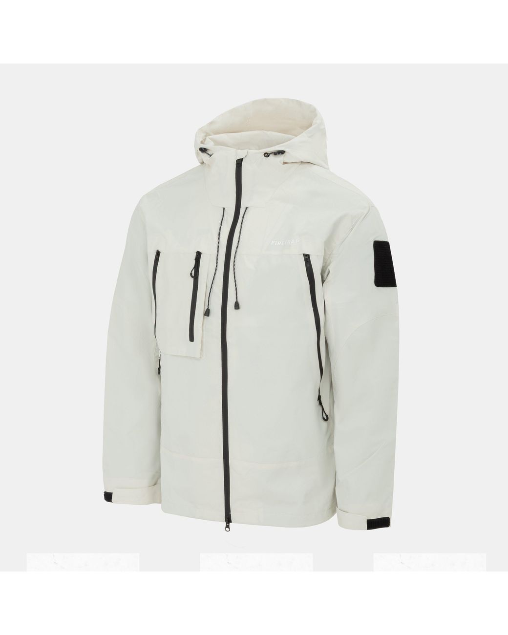 Firetrap White Windproof Hooded Long Sleeve Windbreaker for men