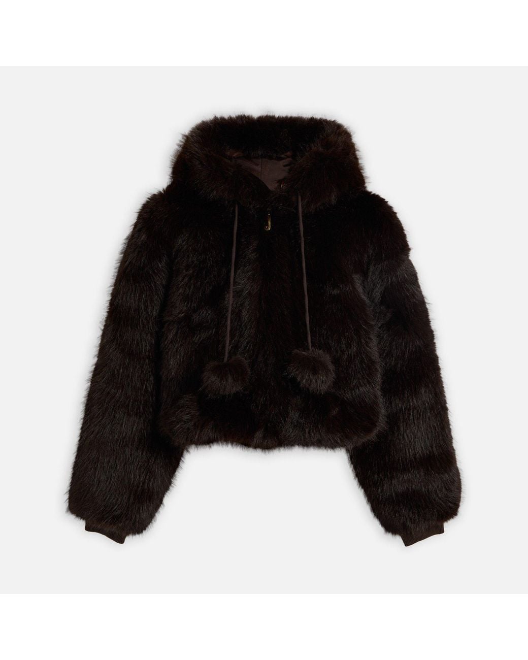 Juicy Couture Black Hadi Cropped Hooded Faux Fur Hybrid Jacket