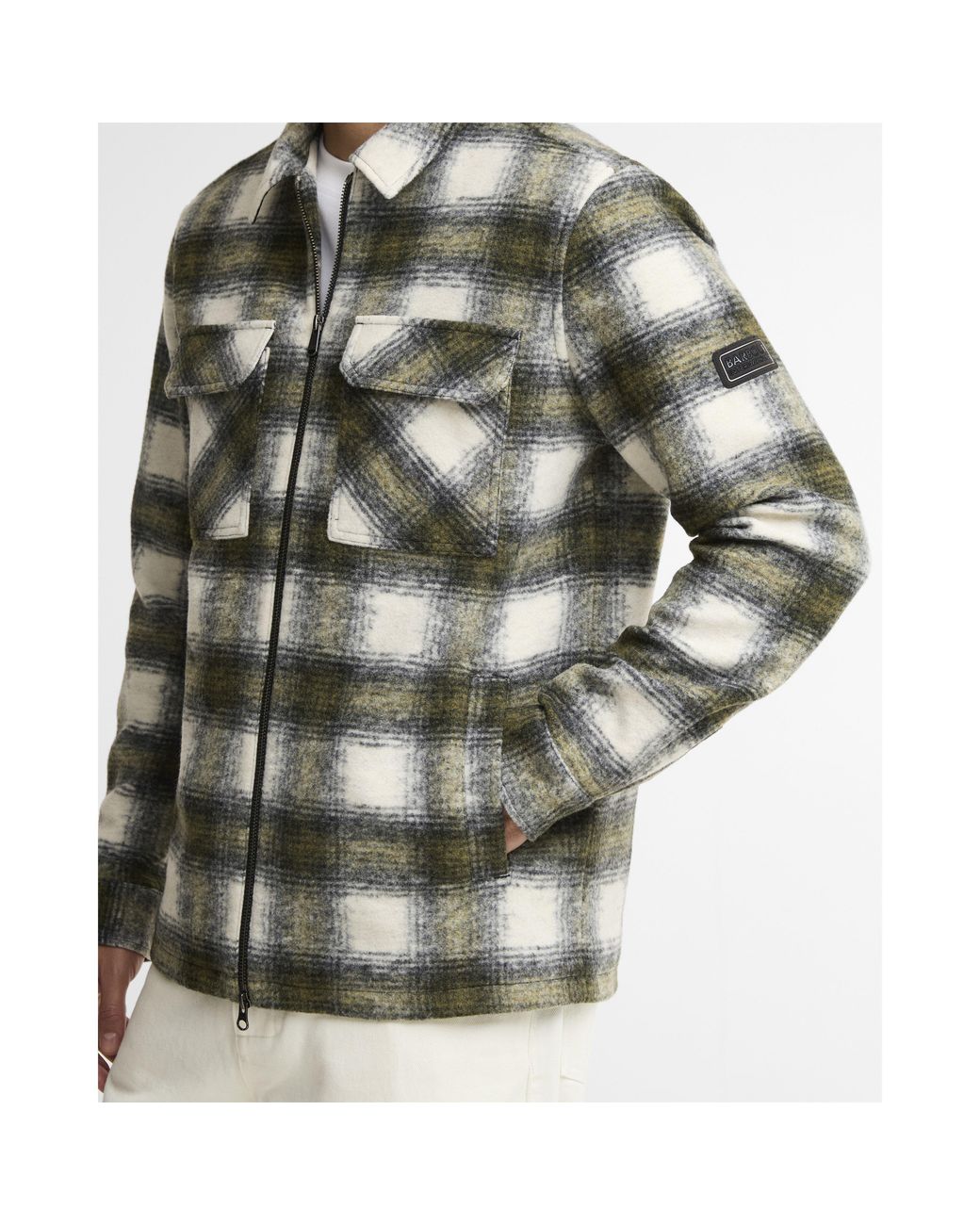Barbour Gray Clayton Brushed Fleece Overshirt for men