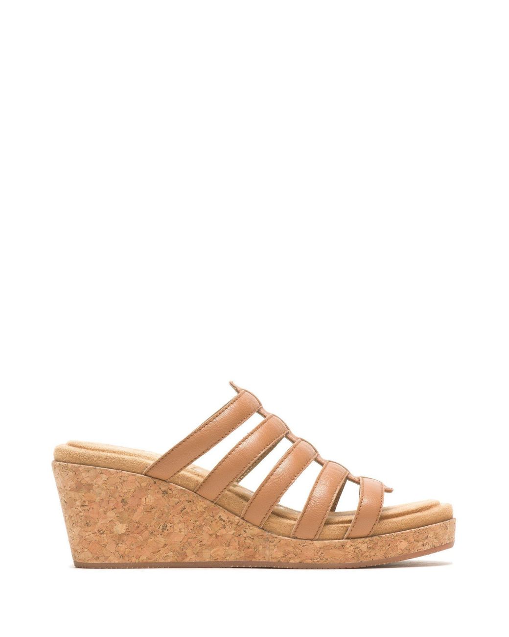 Hush Puppies Brown Willow Slide Leather Heeled Sandals
