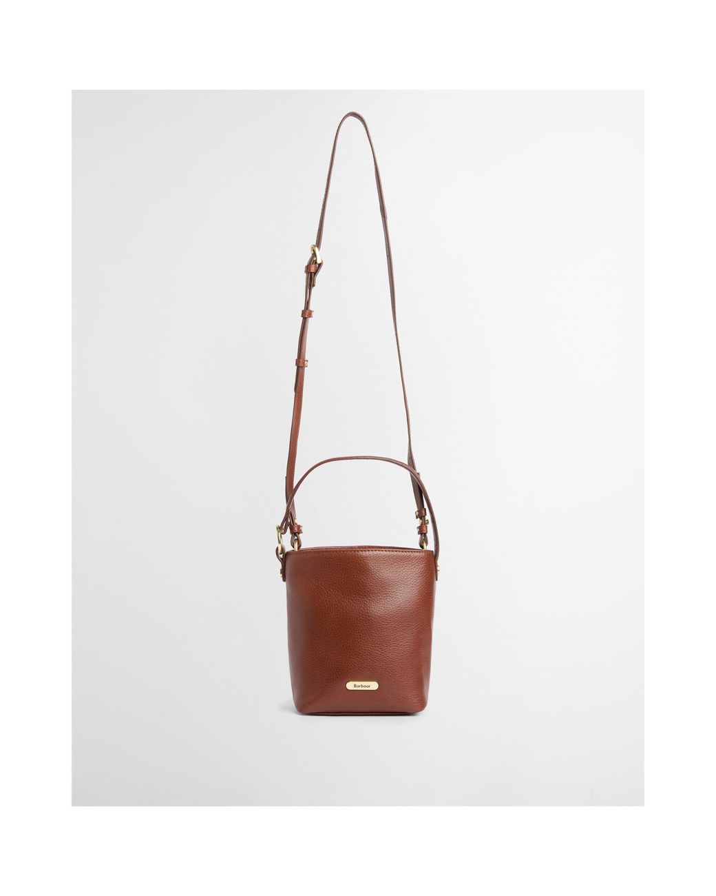Barbour Brown Cedar Mini Leather Bucket Bag