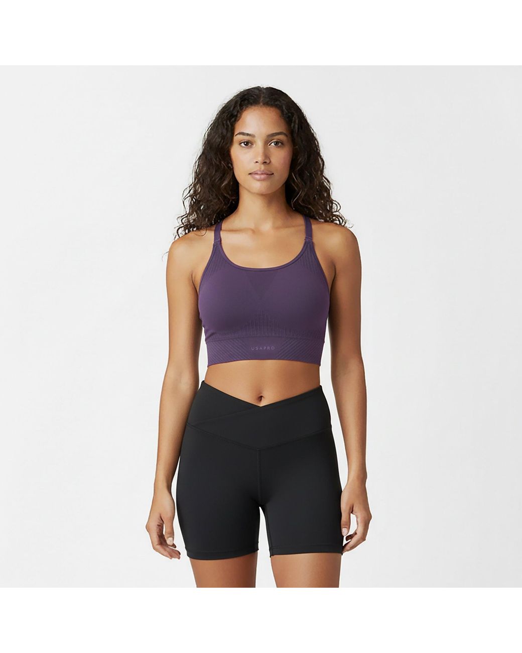 Usa Pro Purple Seamless Adjustable Sports Bra