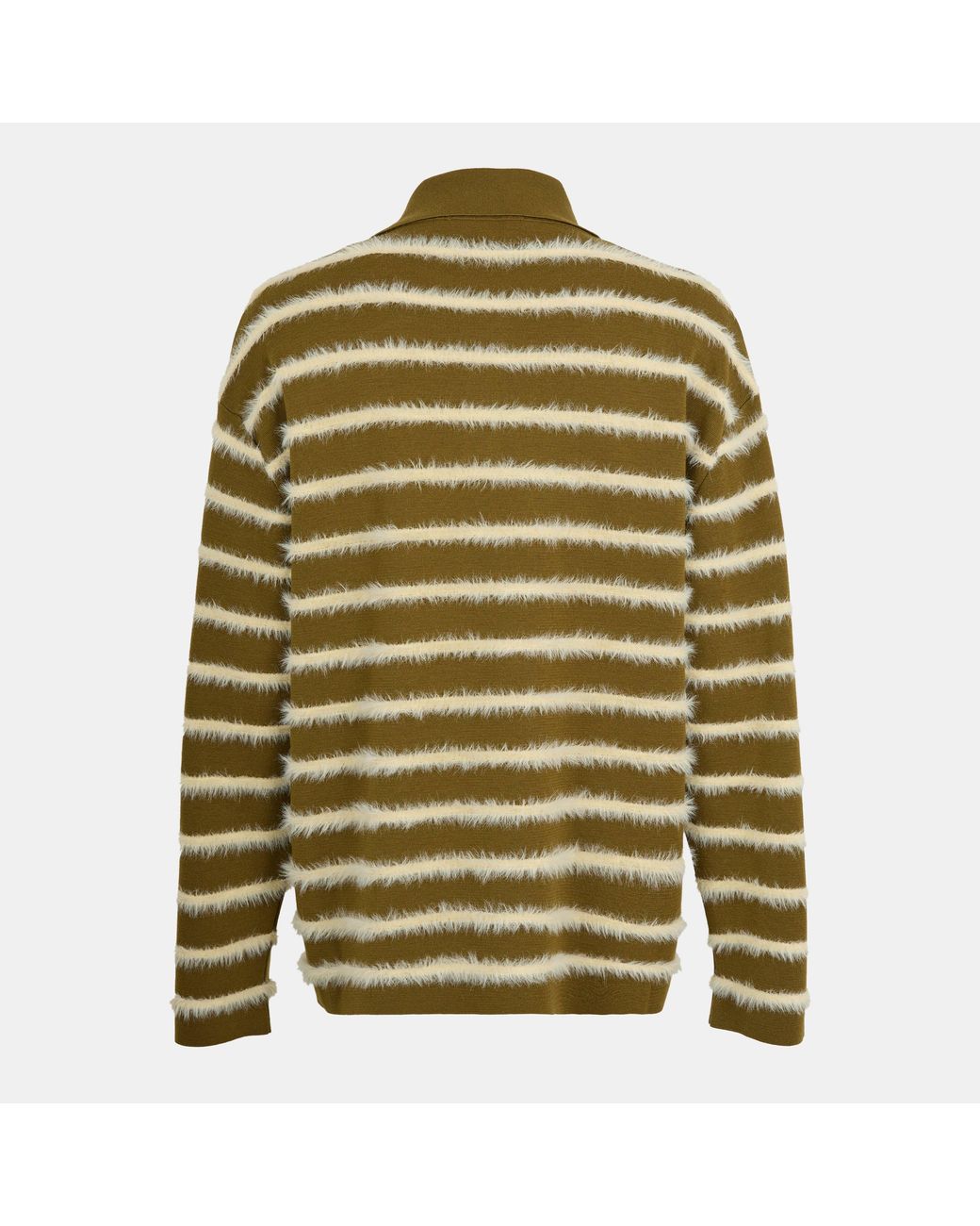AMI Green Fluffy Knitted Long Sleeve Polo Shirt for men