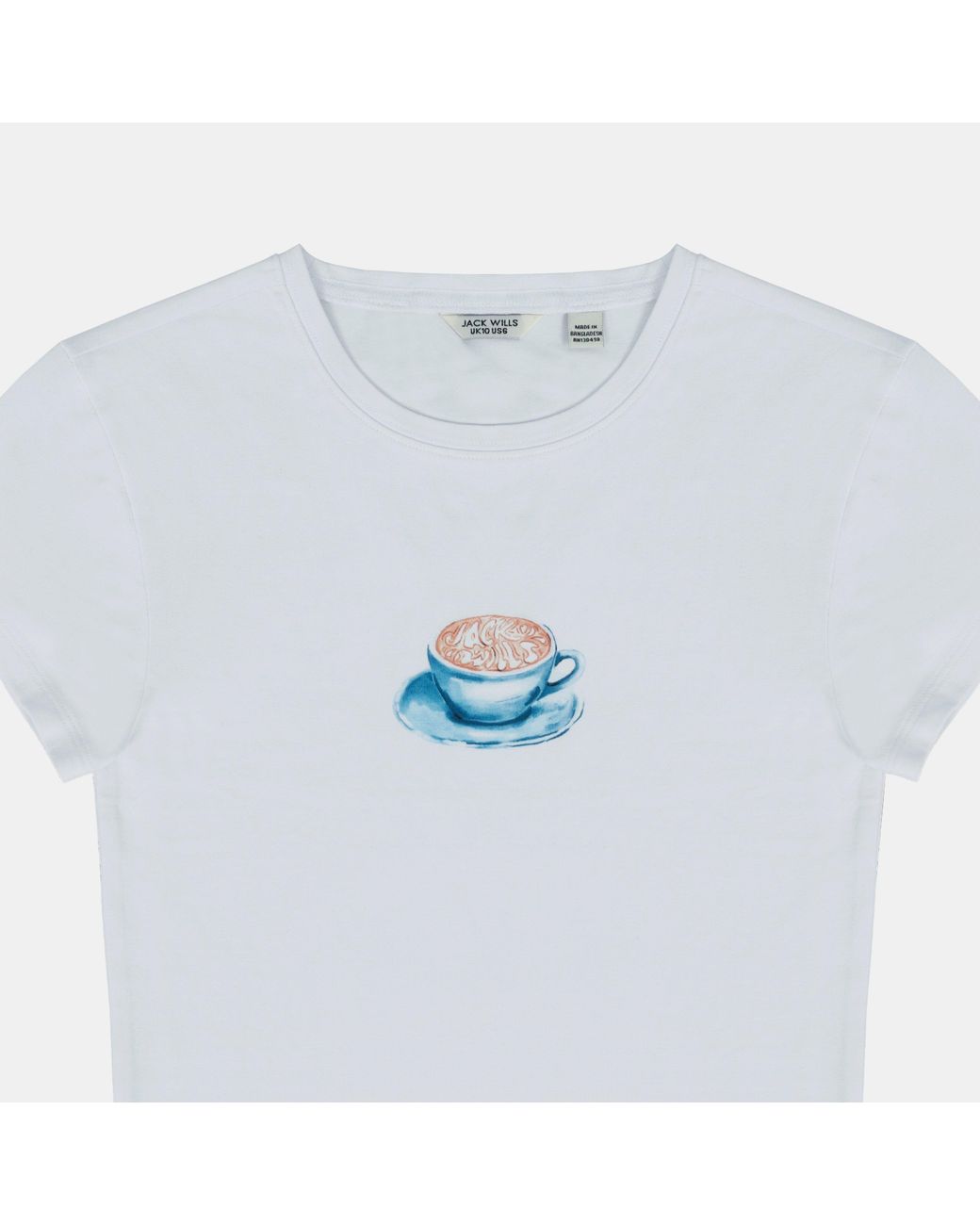 Jack Wills Blue Graphic Cotton Short Sleeve Crew Neck Print Crop Top