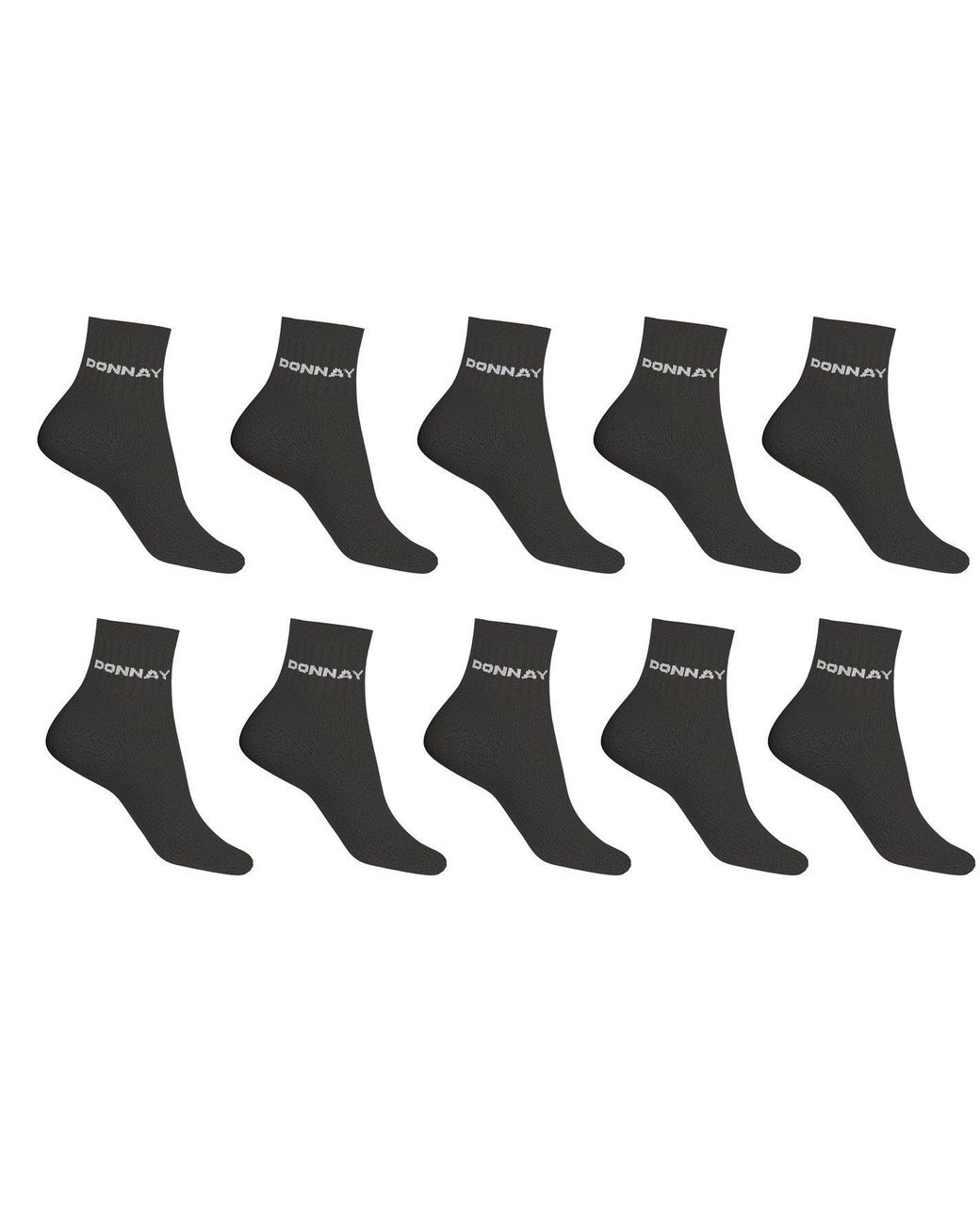 Donnay Black 10 Pack Quarter Socks
