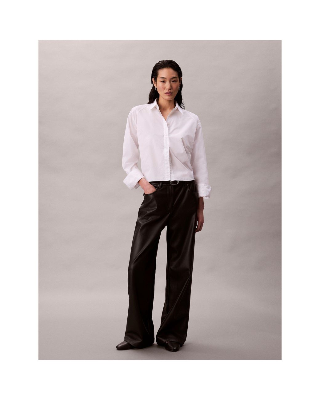 Calvin Klein Black Tailored Leather Trousers