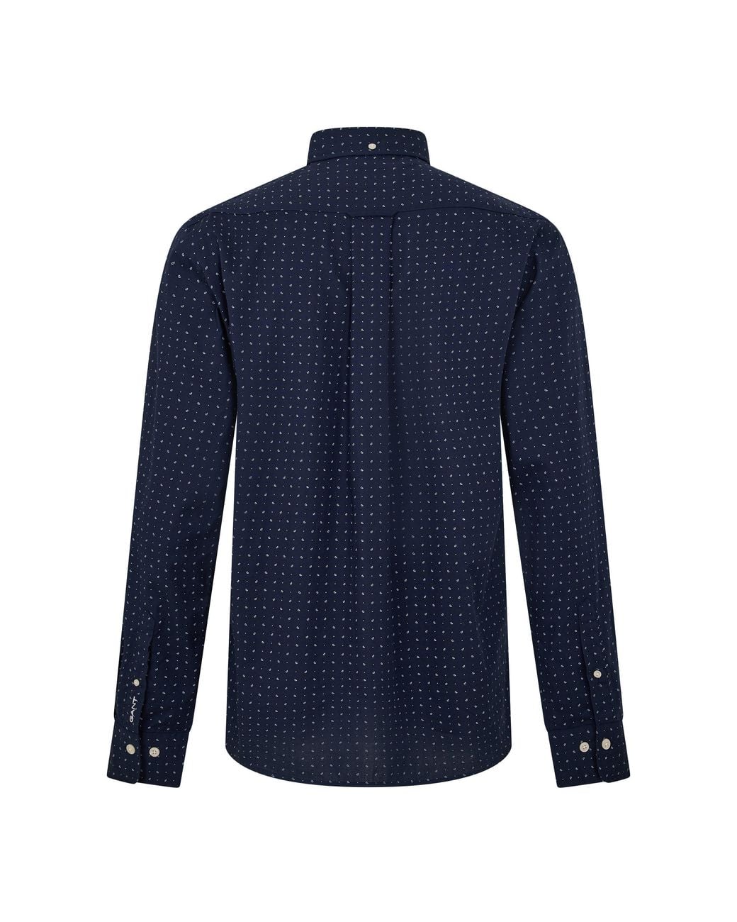 Gant Blue Micro Print Cotton Long-Sleeve Shirt for men