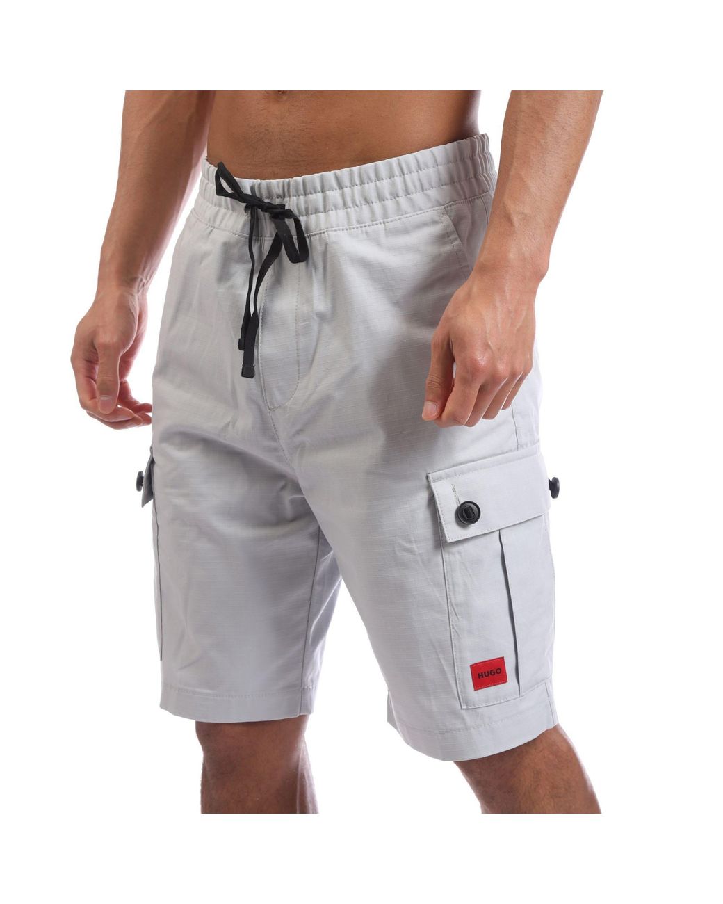 HUGO Gray Garlio242 Logo Label Shorts for men
