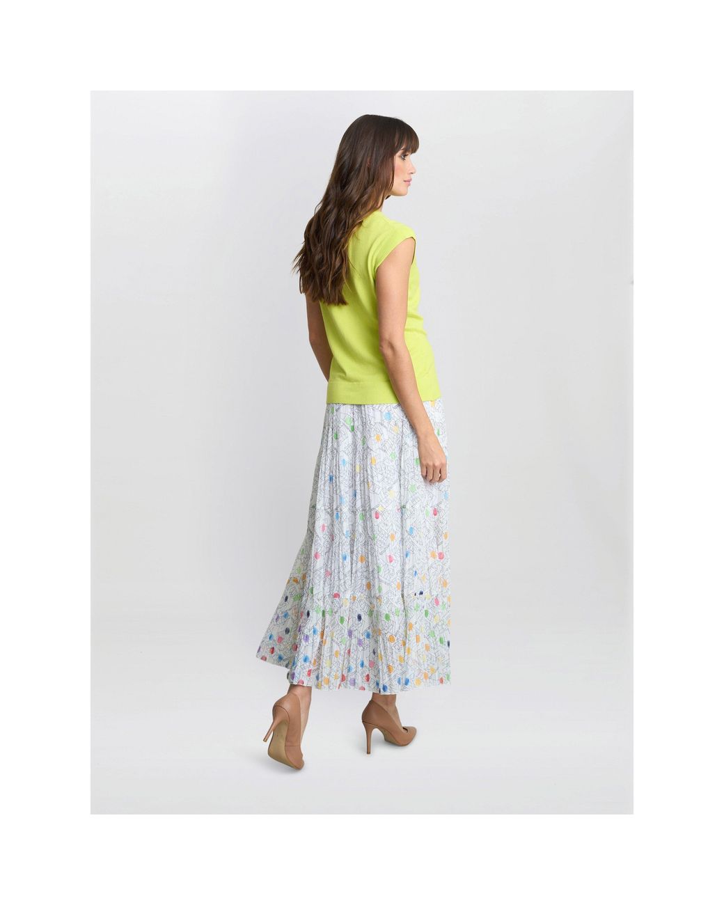 Gina Bacconi Yellow Holly Maxi Pleated Skirt
