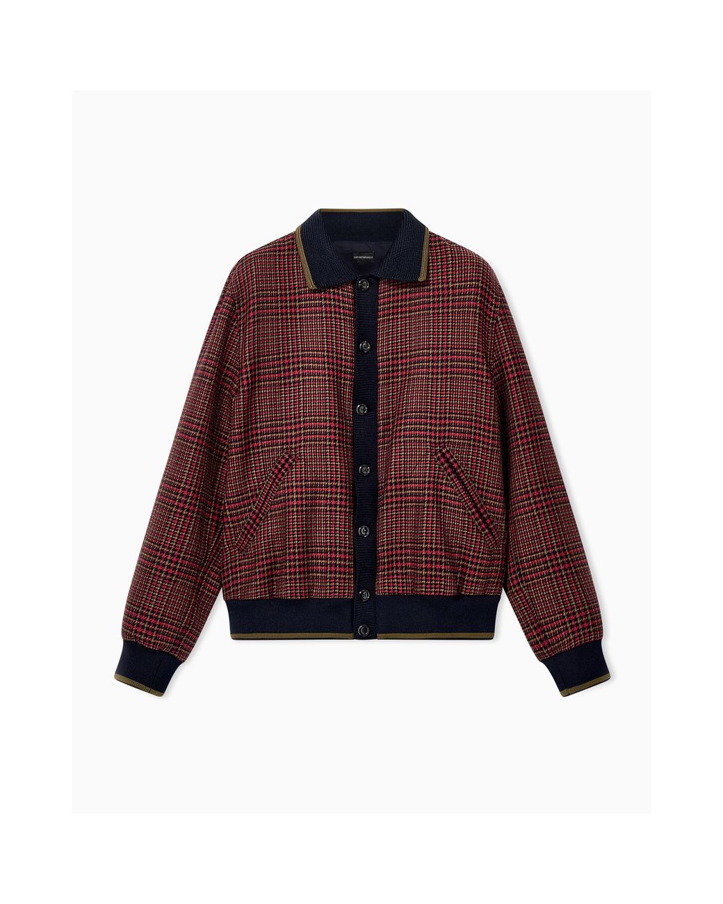 Emporio Armani Red Virgin Wool Tweed Bomber Jacket for men