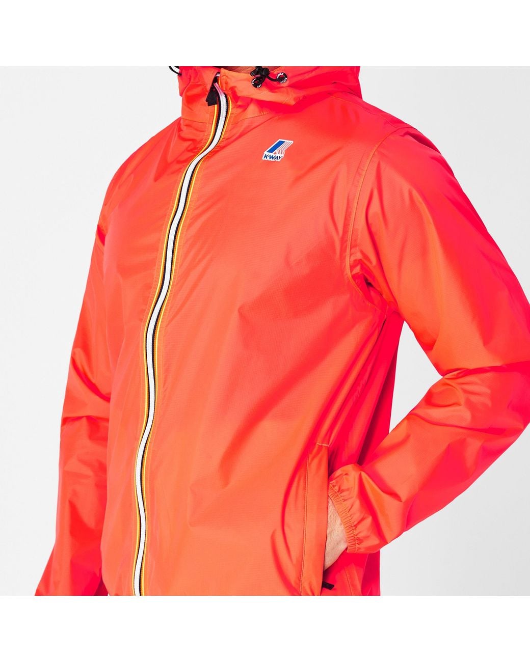 K-Way Red Le Vrai 3.0 Water Resistant Long Sleeve Rain Anorak for men