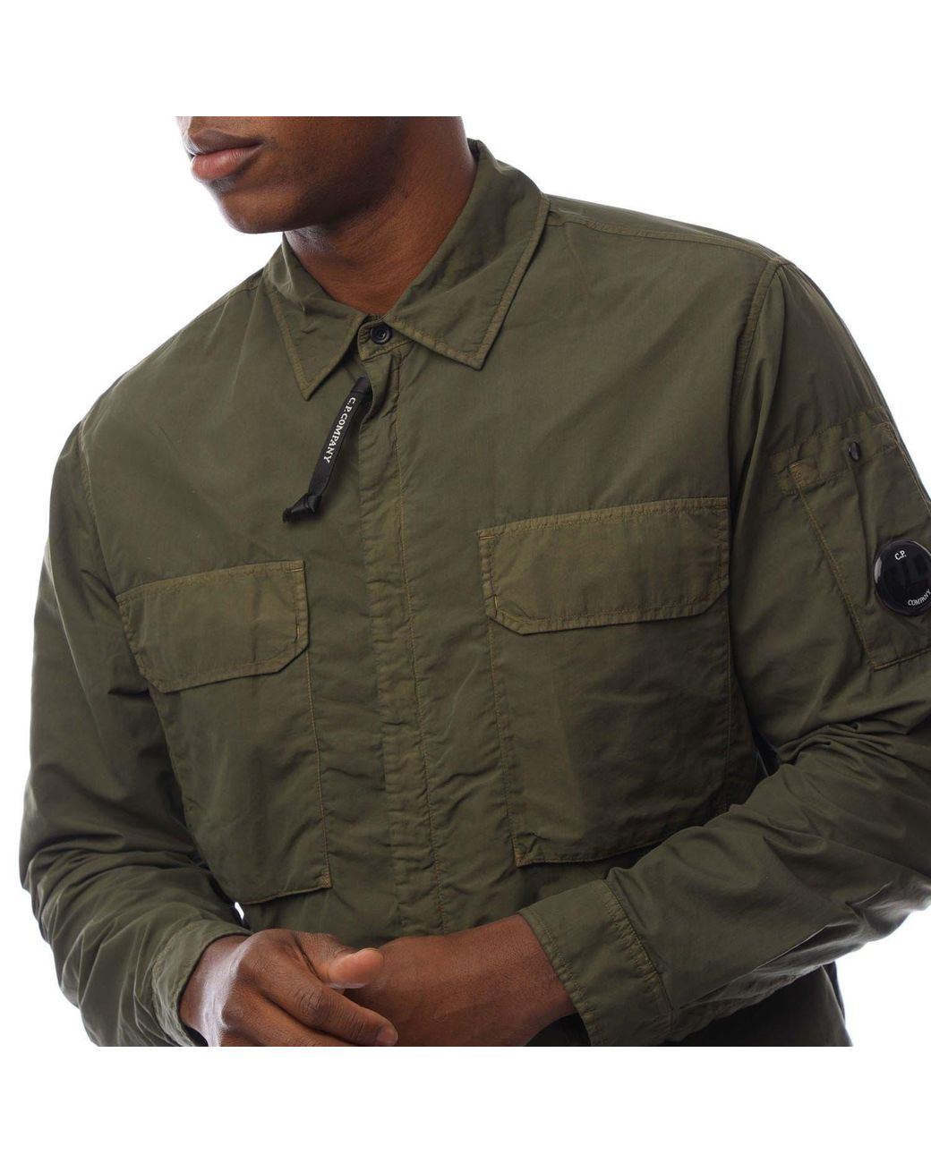 C P Company Green Flatt Nylon Lens Overshirt for men